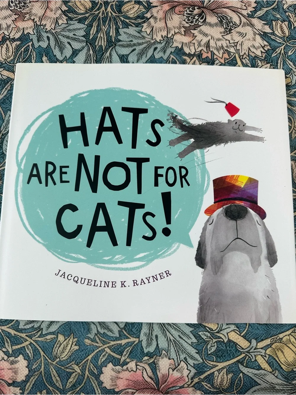Hats Are Not For Cats! - Cat Picture Book (White/Turquoise)